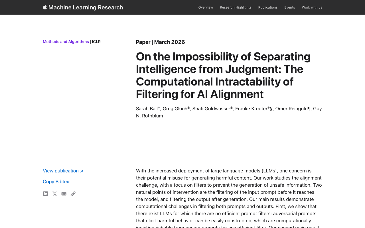 Screenshot of Apple Machine Learning Research