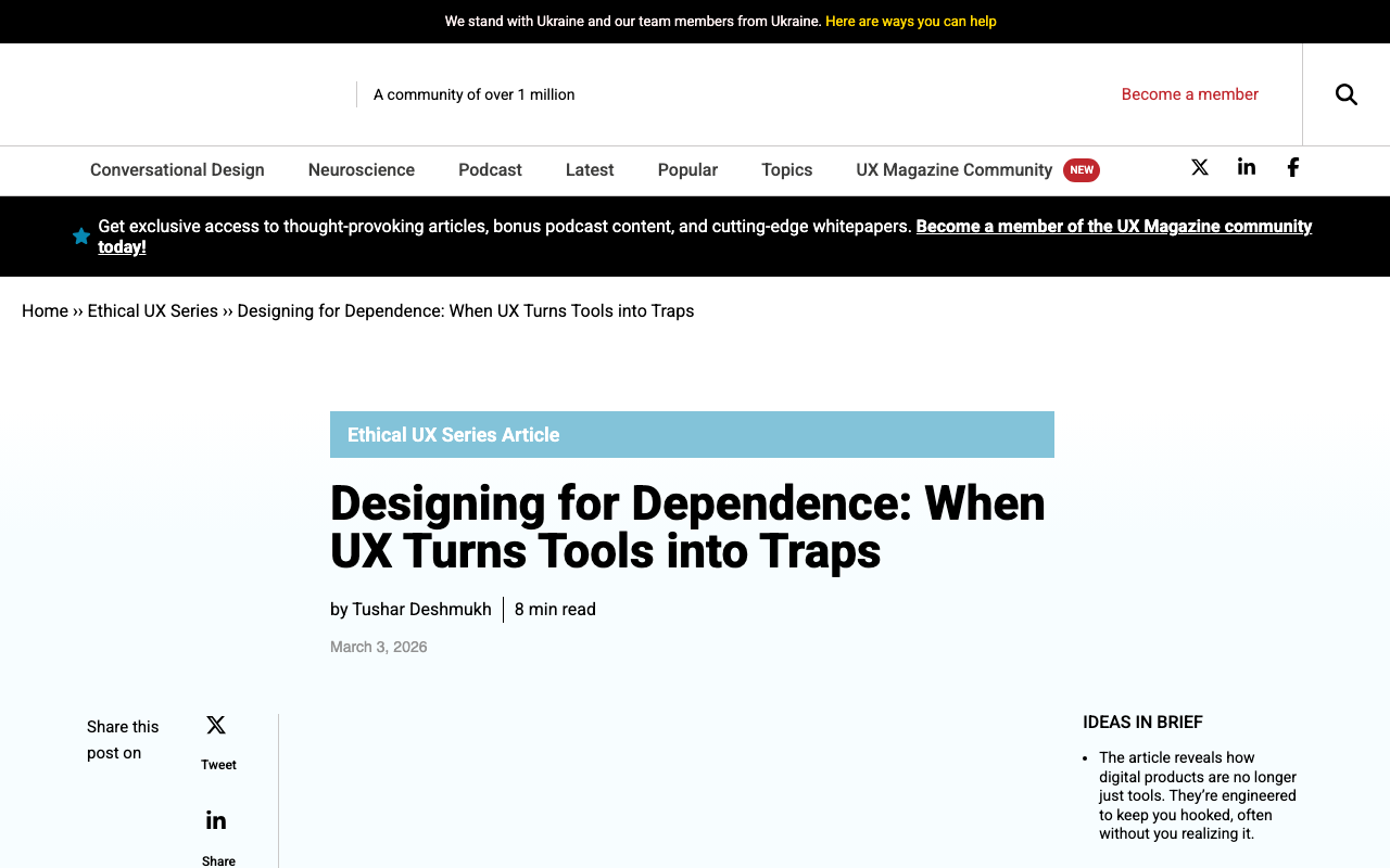 Screenshot of UX Magazine