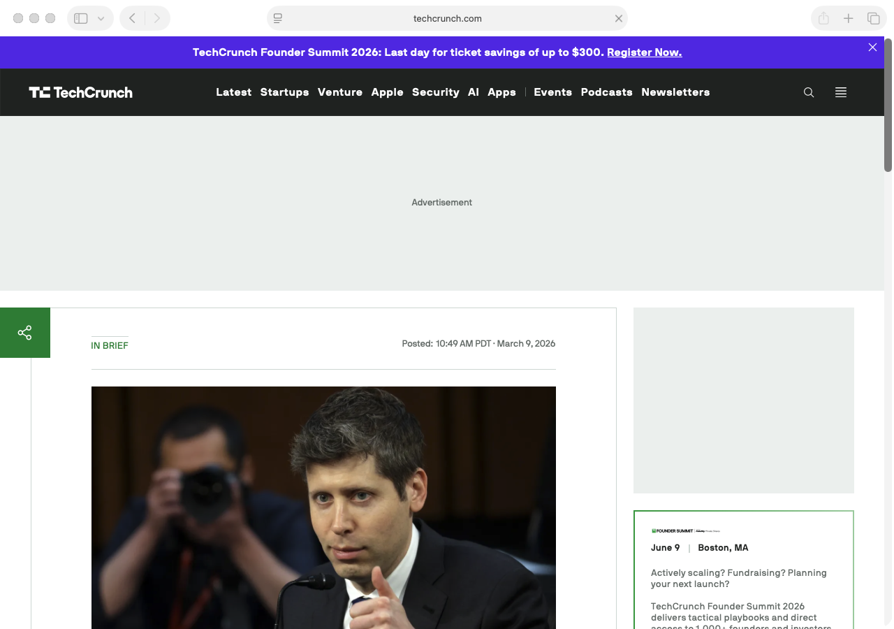 Screenshot of TechCrunch