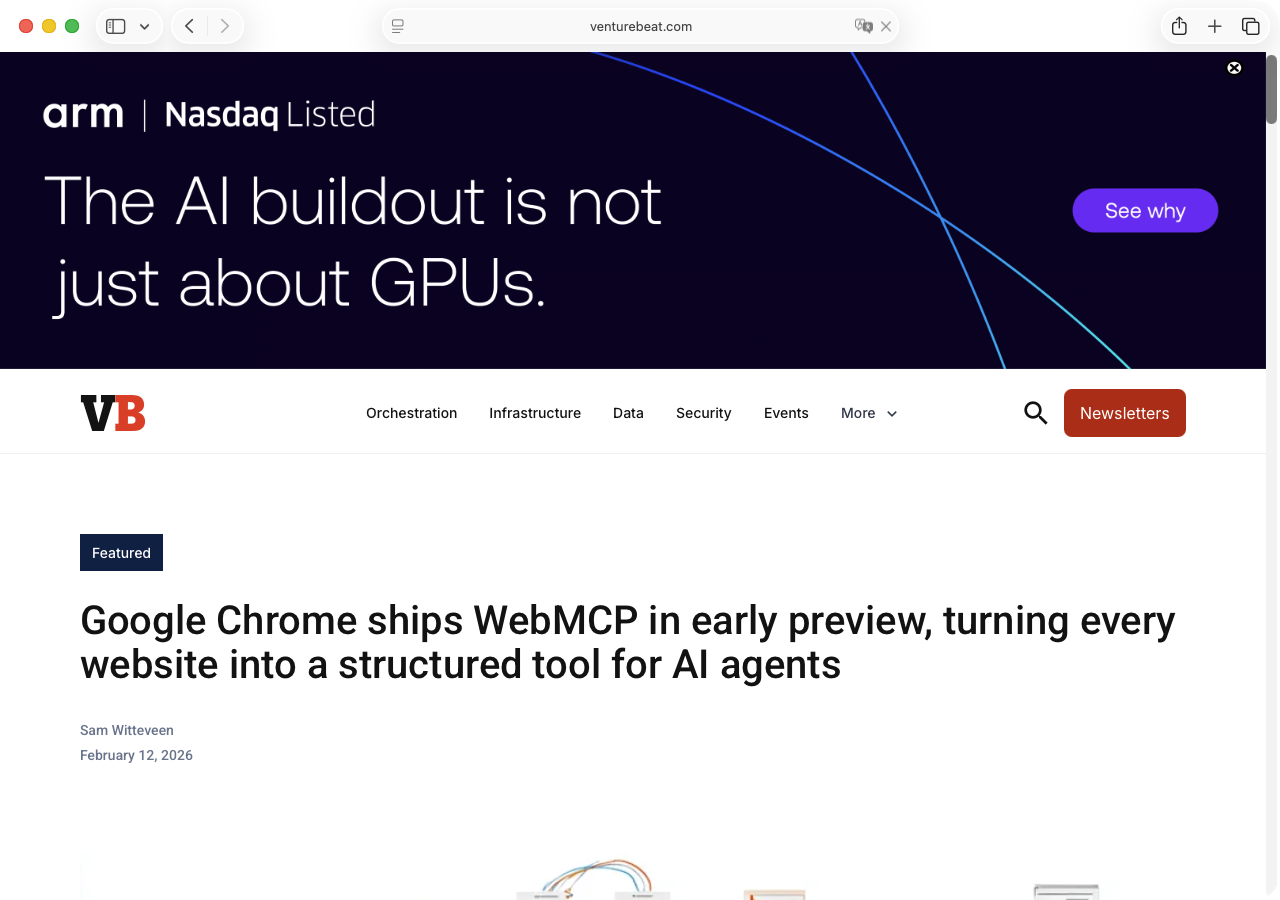 Screenshot of VentureBeat