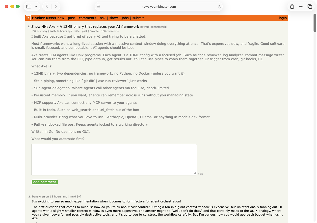 Screenshot of Hacker News