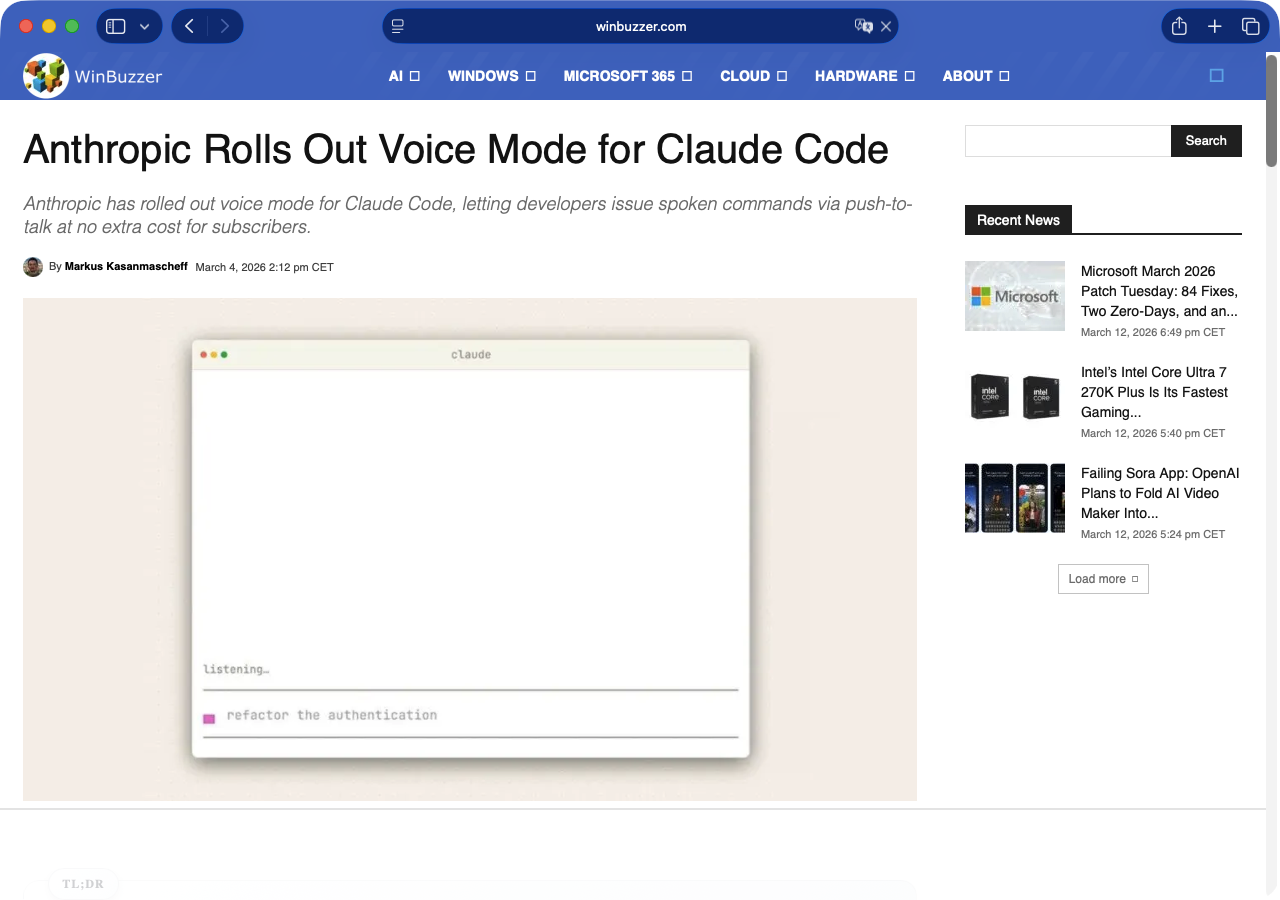 Screenshot of WinBuzzer