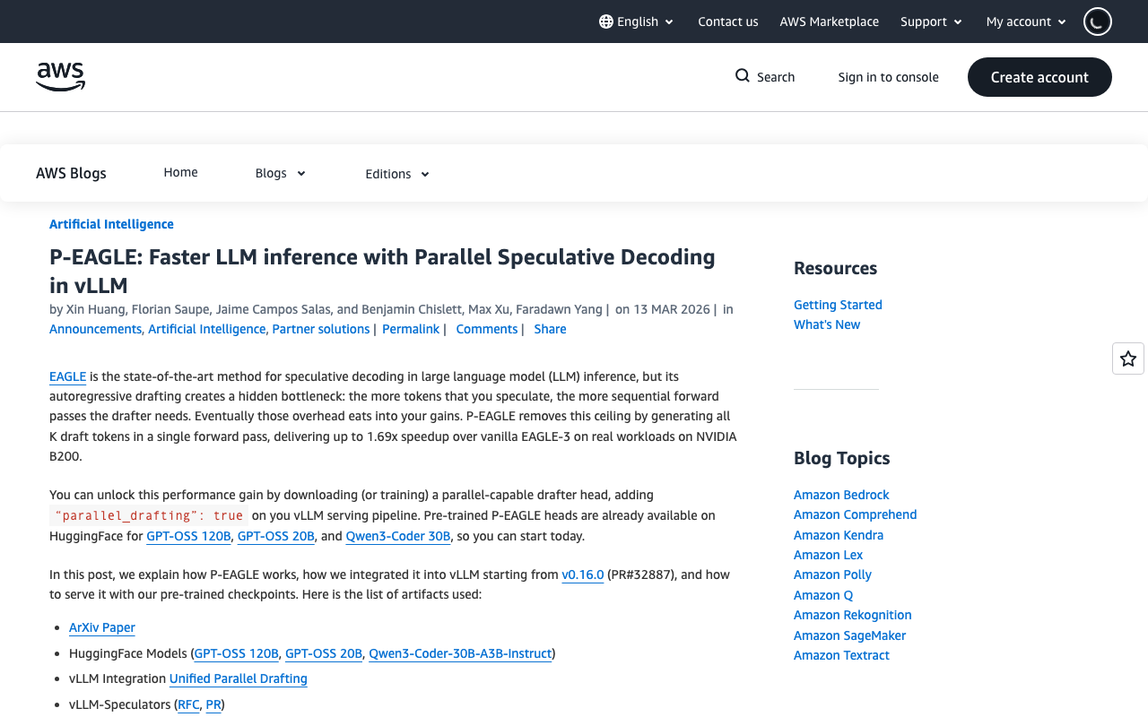 Screenshot of AWS Machine Learning Blog