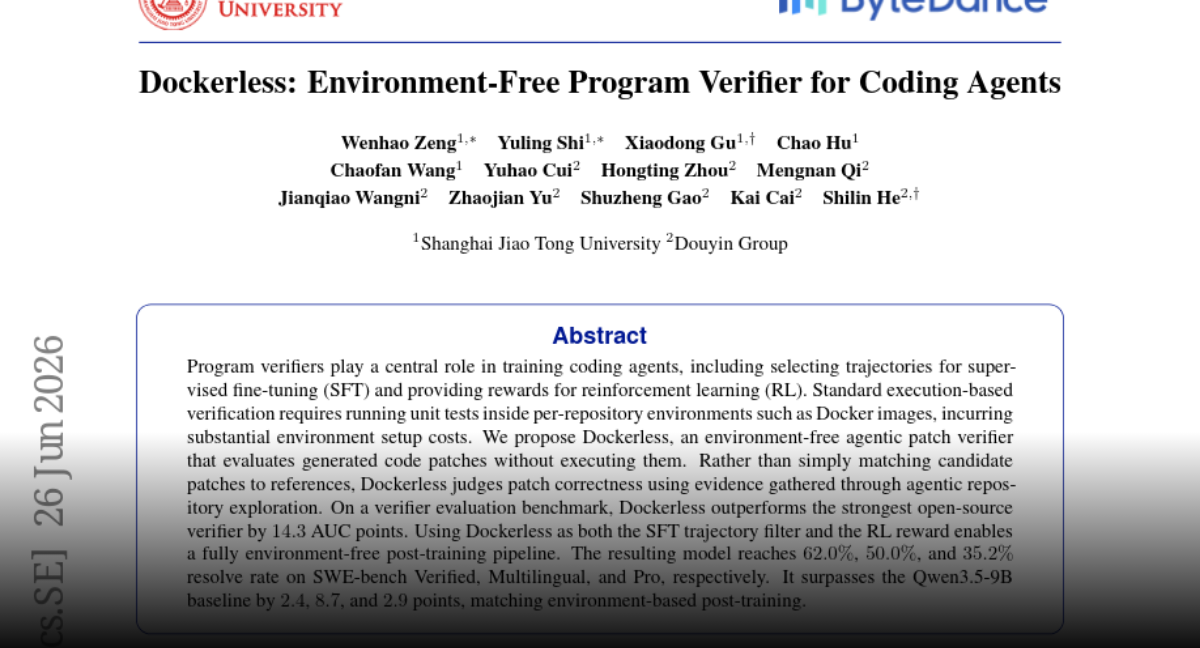 Dockerless: Environment-Free Code Verifier for Coding Agents
