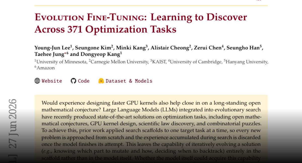 Evolution Fine-Tuning: Learning to Discover Across 371 Optimization Tasks