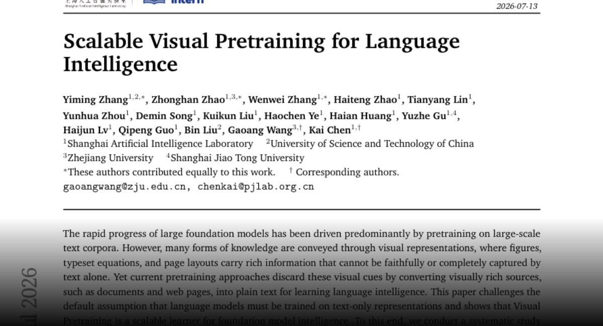 Scalable Visual Pretraining for Language Intelligence