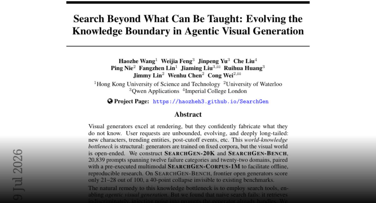 Evolving Knowledge Boundaries in Agentic Visual Generation with SearchGen