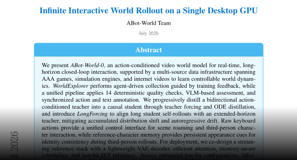 ABot-World-0: Real-Time Interactive World Generation on a Single Desktop GPU