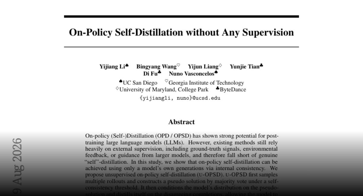 U-OPSD: Achieving On-Policy Self-Distillation Without External Supervision