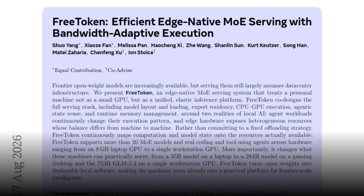 FreeToken paper: edge-native MoE serving on machines people already own
