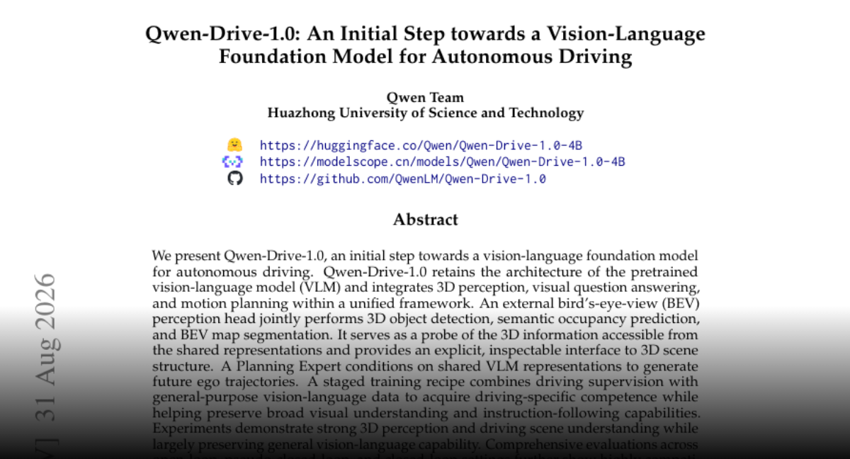 Qwen-Drive-1.0: A Vision-Language Foundation Model for Autonomous Driving