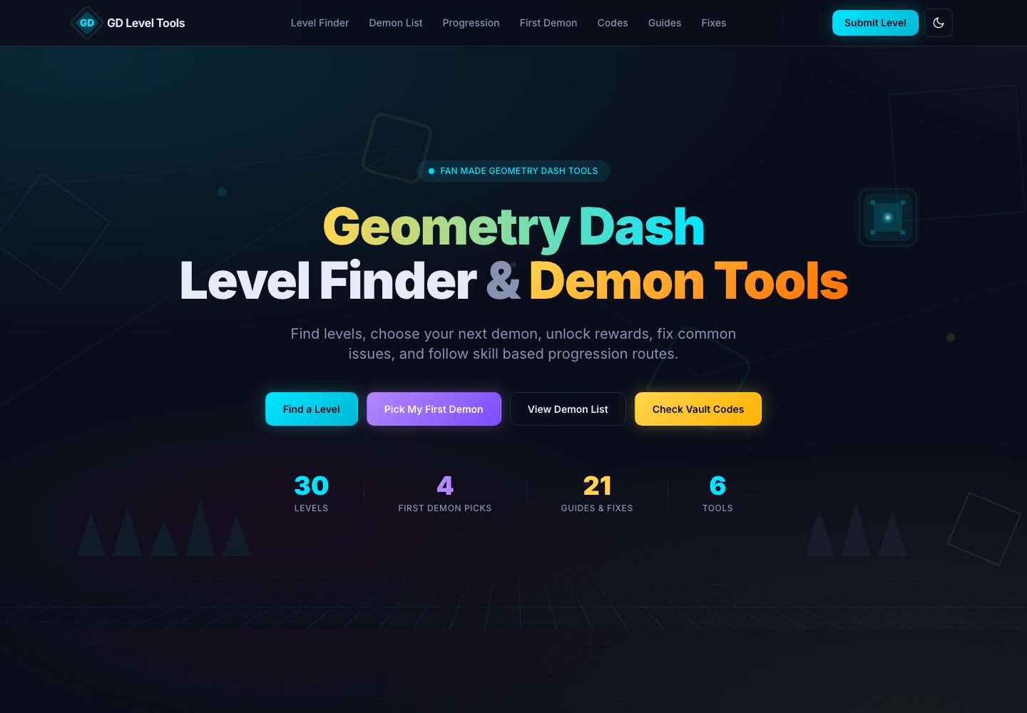 GeometryDashLevel.com screenshot