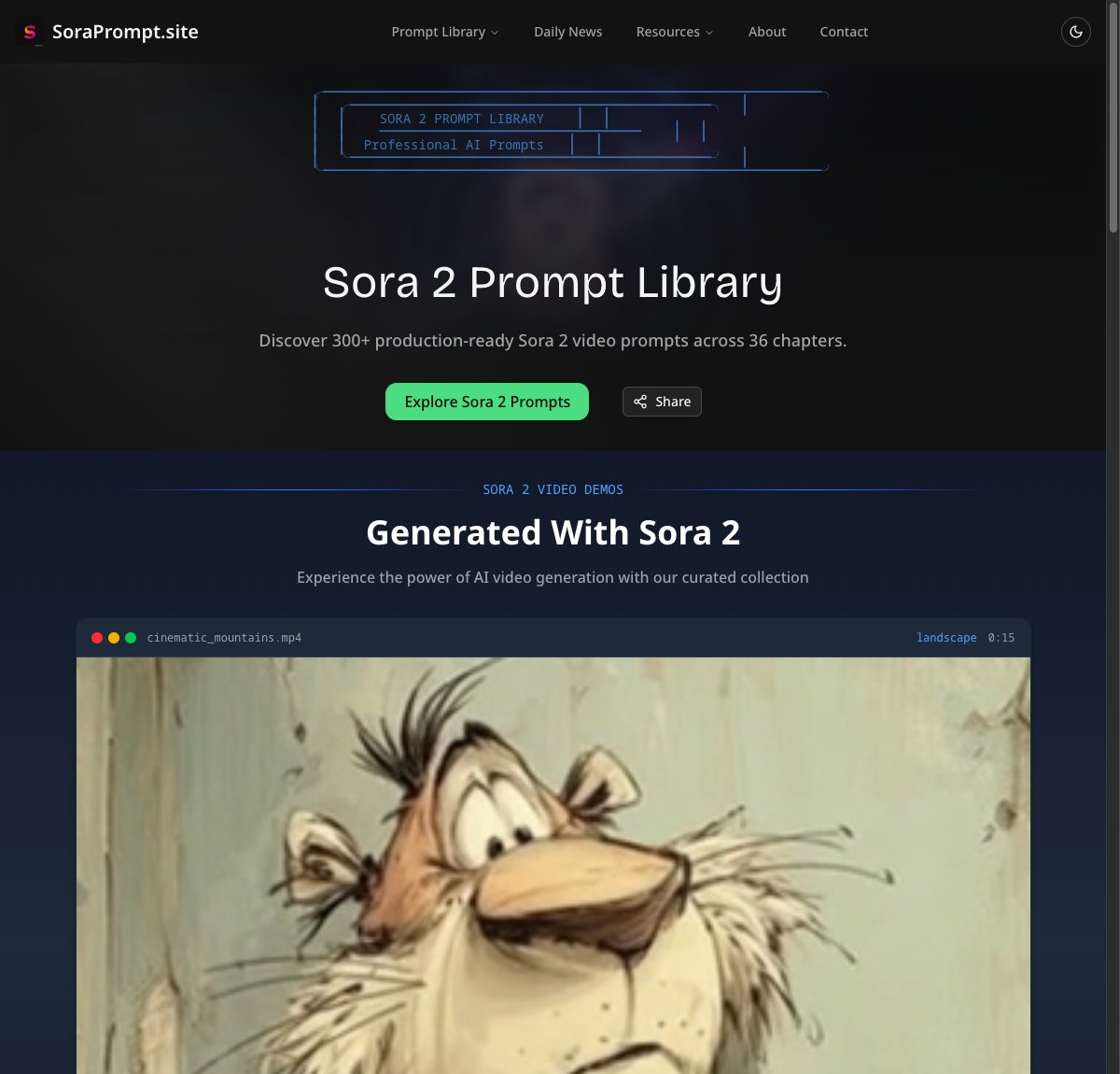 SoraPrompt.site screenshot